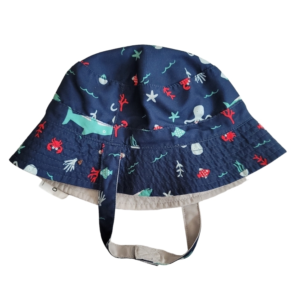 NEW Carter's Boys 0-9 Months Sea Life Animals Bucketโ Hat with Strap Reversible